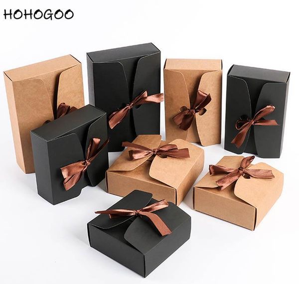 

hohogoo 30pcs/lot bow-knot kraft boxes brown black baby shower party valentine's day gift wedding favor pa bbywta ladyshome