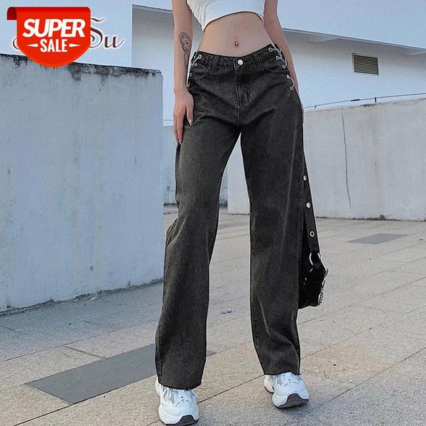 

artsu denim jeans women harajuku streetwear high waist hollow out chain denim slim jean female casual jeans pants sh28008 #od4a, Black;white