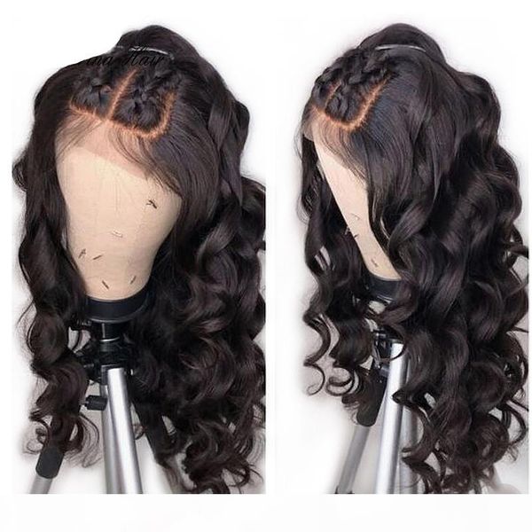 

360 lace frontal wigs body wave 16 inch lace front human hair wig with baby hair pre plucked 130 density brazilian remy ponytail, Black;brown
