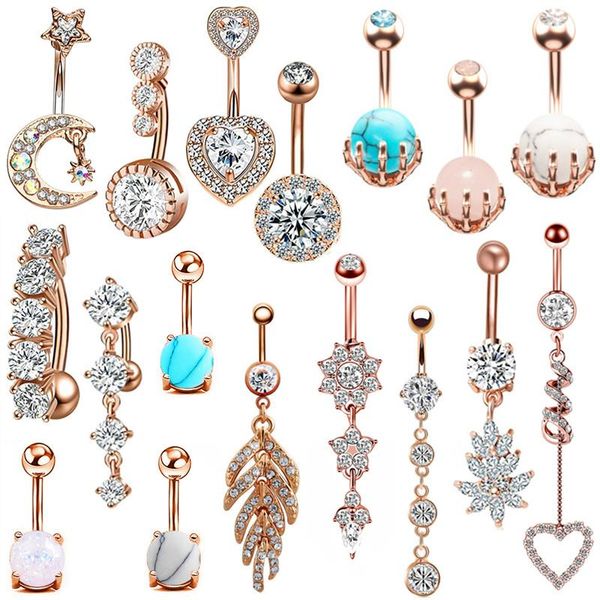 

12pcs кристалл пирсинг пупка кольцо 14g хирургическая сталь цветок живота кольцо bulk милое сексуальное navel пирсинг set navel ring lot wmt, Slivery;golden
