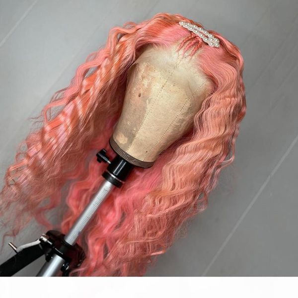 

12a deep wave wig pink 13x1 t lace front human hair wigs lace wig middle part brazilian pre plucked with baby hair for women, Black;brown