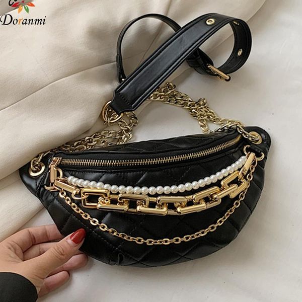

doranmi big chain fanny pack women's waist bags 2020 designed nerka waist pack for female diamond lattice g988