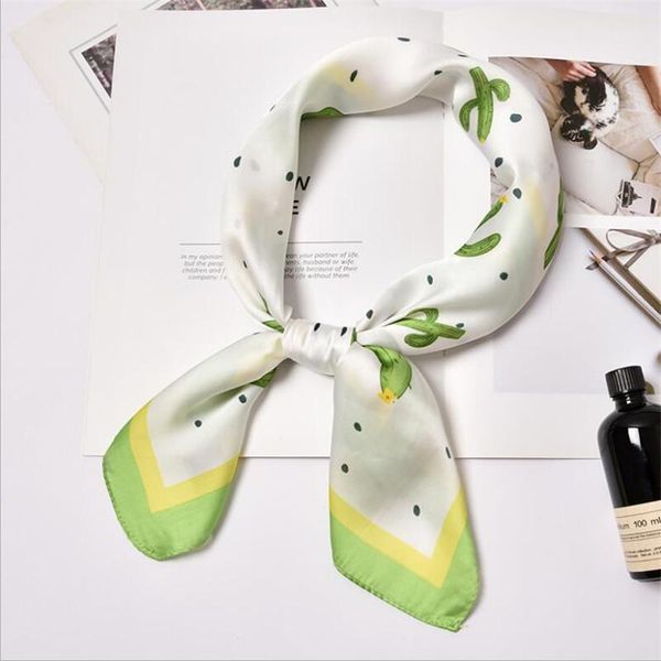 

scarves silk scarf 70*70 fashion cactus dots prints women shawl satin small squares head bag decorative shawls headbands tie, Blue;gray