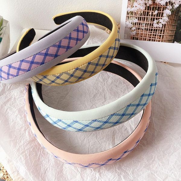

hair accessories 2021 child simple cute college style color check stripe hairbands for girl fashion accessories1, Slivery;white