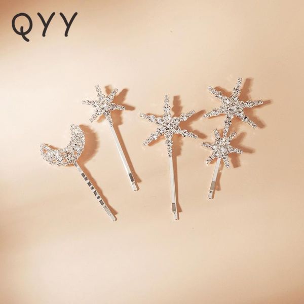 

клипы qyy мода звезда волос для ювелирных женщины аксессуары rhinestone цвет серебро люкс свадебные прически невеста головной убор подарки s