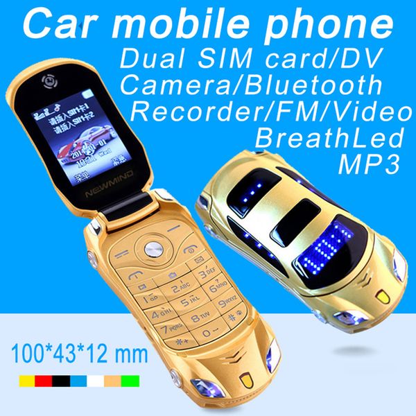 Desbloquear Mini Carro Chave Celular Celular X6 Super Pequeno Pequeno Dual-Bandas Menor Design Especial Telefone Celular FM Celular Celular