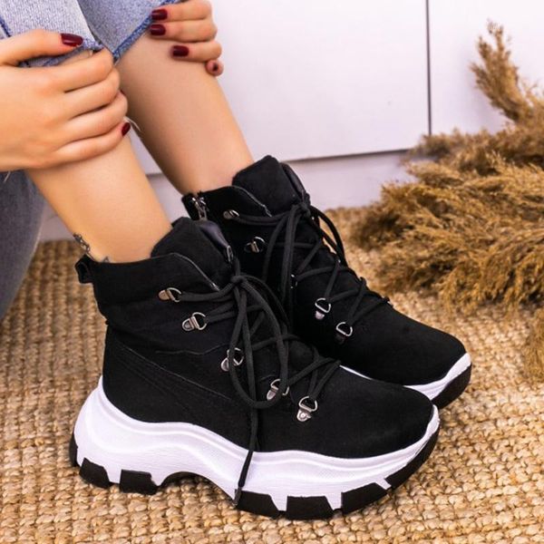 

gailn black suede boots real quality casual comfortable wear winter high heel lace-up and zipper women 's postal stylish 2021 fashion1