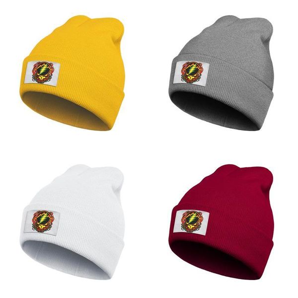 

fashion beanie hats grateful dead skull rose slouch street dancing knitted cap grateful dead bear, Blue;gray