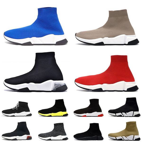 

classic socks shoes 1 knit casual sneakers for men women black white 17fw paris graffiti sole vintage old sock designer trainers outdoor wal