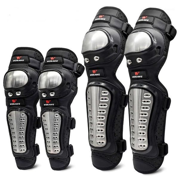 4pcs/conjunto motocicleta ciclismo joelheira joelheira de aço inoxidável moto joelheira joelheira de joelhos motocross motocross protetora protetor protetor guardas kit1