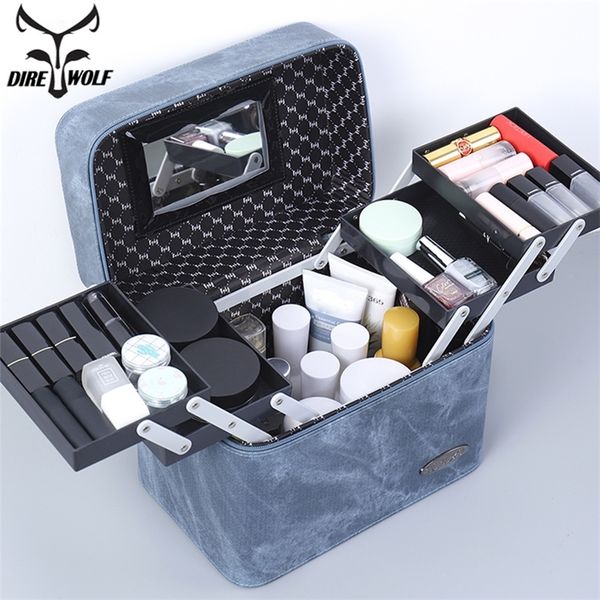 

cosmetic bag pu leather large capacity women makeup bag case fashion professional make up bags organizer storage box suitcase lj200917