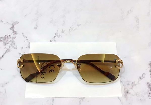 

rimless sunglasses metal gold brown gradient men fashion sunglasses uv400 protection eyewear with box, White;black