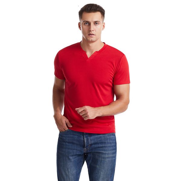 

2020 summer fashion v-neck elastic breathable quick drying t-shirt men's wear, White;black