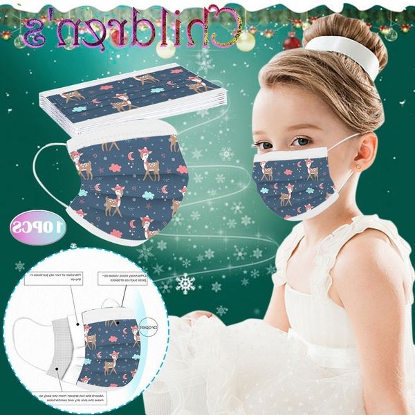 

mask face three-layer print children's new christmas disposable reindeer protective cartoon kids dust-proof non-woven