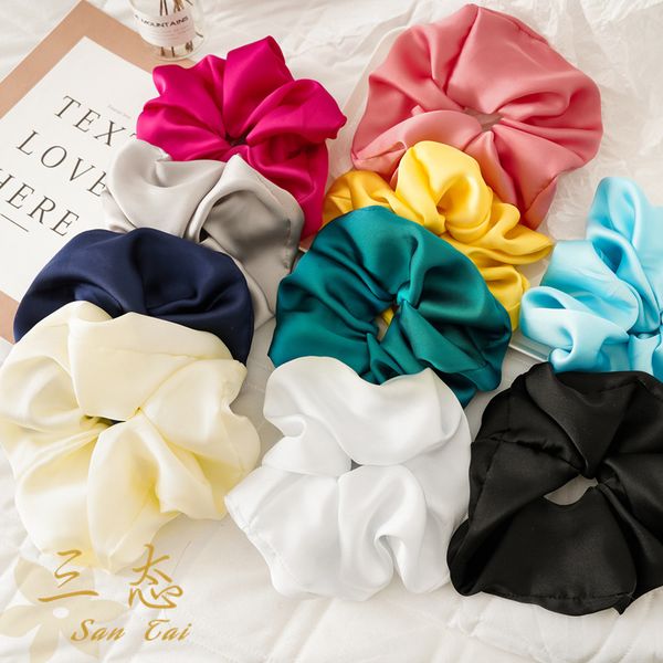 Mulheres Cabelo Scrunchies Oversized Cetim Solid Hairbands Meninas Gravatas Cabelo Cordas Ropes Titular De Cabelo Scrunchy Acessórios 10 Cores M3234