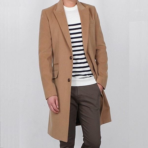 

zogaa 2020 mens spring and autumn coat turn down collar cotton slim fit long sleeve jackets casual cardigan wool coat, Black