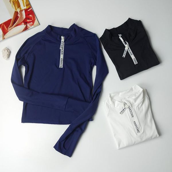 

autumn athletic sport shirts zipper long sleeved fitness coat yoga crop thumb gym jacket workout sweatshirts casual coat, Black;red