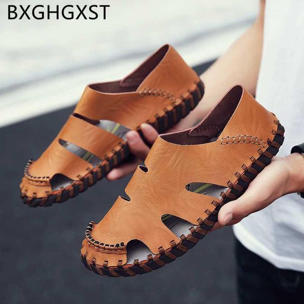 

fashion mens sandals genuine leather outdoor gladiator sandals for men casual shoes mens summer sendal pria kulit asli1, Black