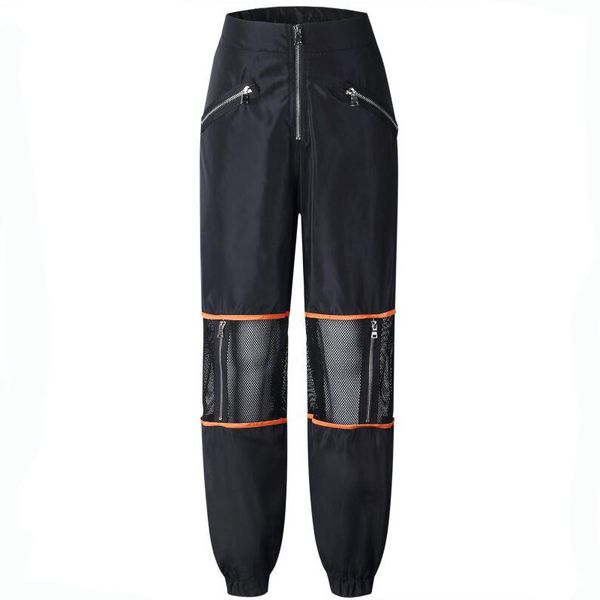 

2021 new zipper split elastic belt high long knitted out harem fancy pants u8r5, Black;white