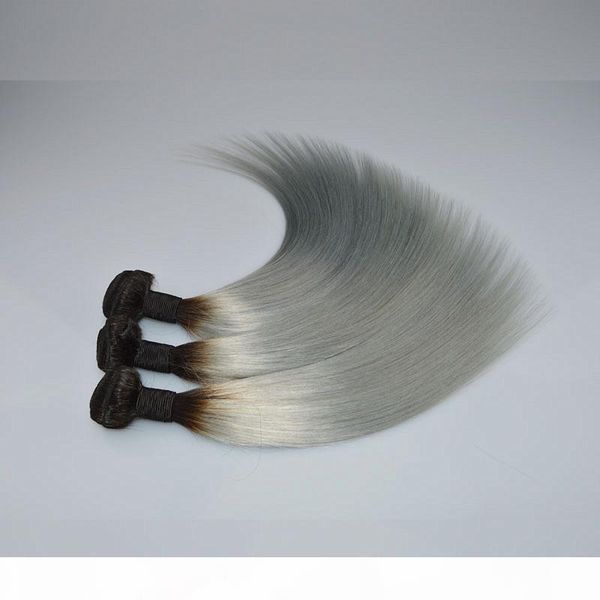 

ombre brazilian hair bundles 3pcs lot t1b gray straight wave hair weft 100% virgin human hair weave price, Black