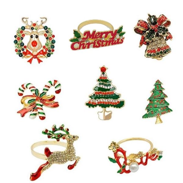 

napkin rings christmas - set of 8 holder for holiday table decoration elk buckle