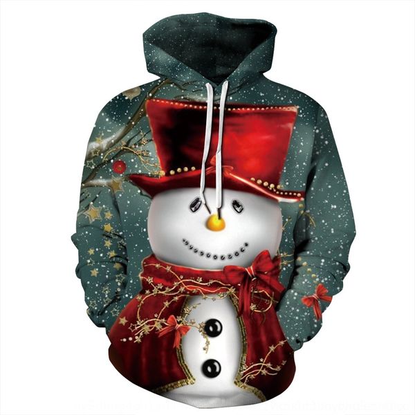

okbvs snowman christmas printed couple large hooded sw size sports digital digitalautumn fashion snowman christmas printed couple wear hoode, Black
