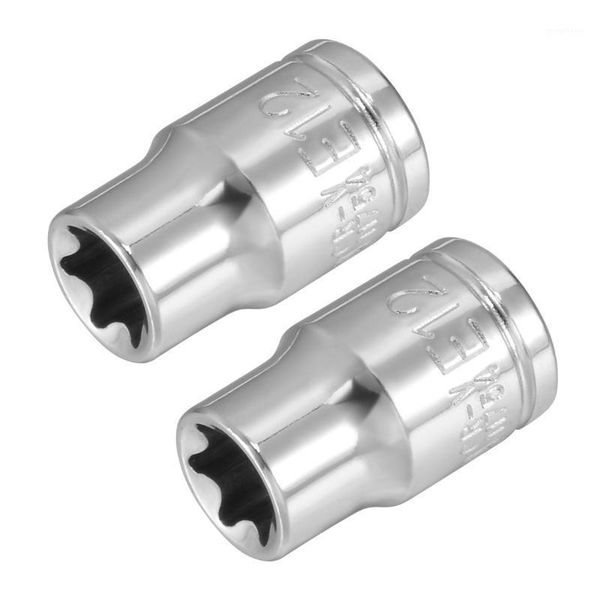 

uxcell 2pcs 3/8-inch drive e12 external torx shallow socket, steel1