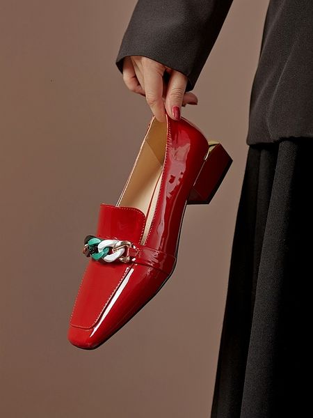 

2021 women natural-leather pumps plus size 22-26cm cow female patent 33zq, Black