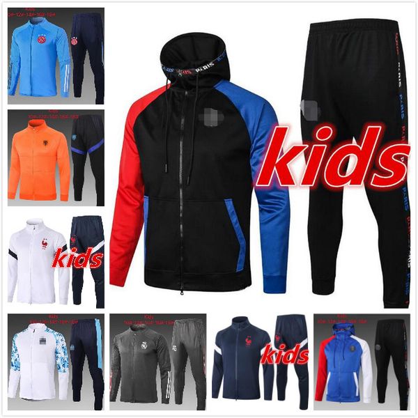 

kids tracksuit hoodie jacket set boys clothes soccer tracksuit 20 21 football kits retro soccer jersey football training suit jerseys, Black;yellow