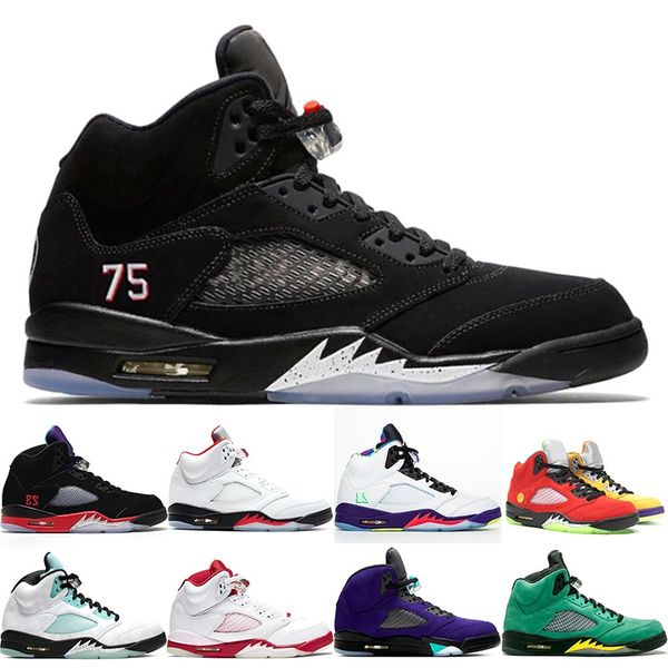 

jumpman 5 men basketball shoes 5s what the tlternate bel fire red ducks mens trainers athletic sports sneakers size 40-47, White;red