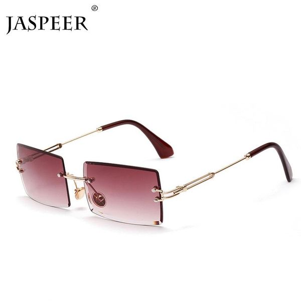 

sunglasses jaspeer rectangle rimless women men metal frame sun glasses shades vintage mirror lens eyeglasses oculos uv400, White;black