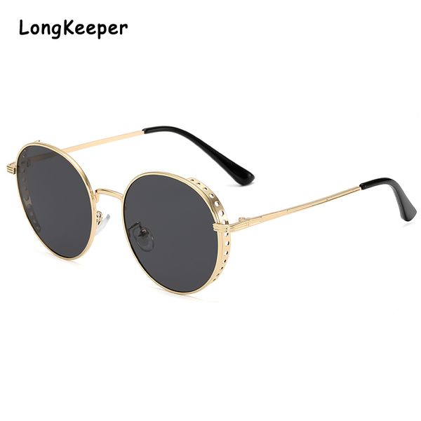 

2020 vintage steampunk red sunglasses men round punk alloy retro sun glasses women goggles shades colorful lens eyewear gafas, White;black