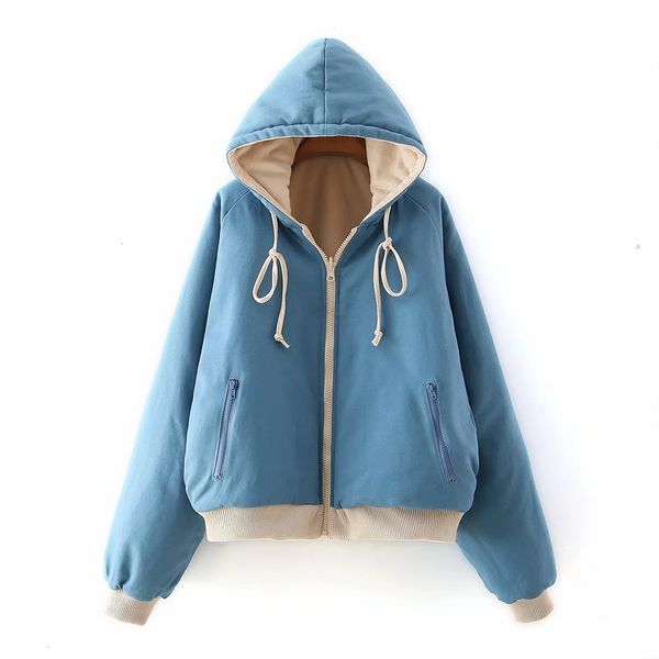 

2021 new thickening cotton-padded clothes female winter european and american blogger with hooded flight warm jacket sxfr, Black;brown