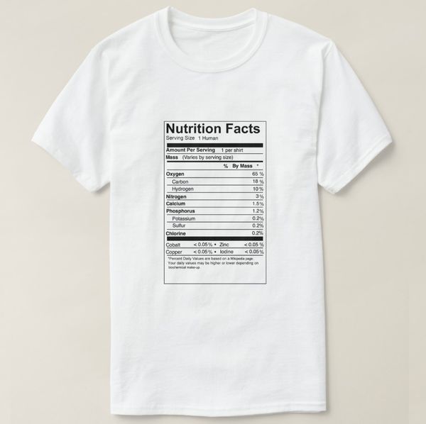 

2019 отпечатано мужчина футболка с коротким рукавом хлопок human питательной факты t-shirt (1) женщины тенниски спорта толстовка с капюшоном