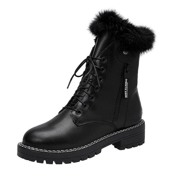 

snow boots girl 2021 new warm waterproof skidproof cotton winter martin ankle boots with velvet thick women boot black shoes