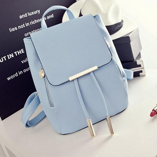 

backpack style pu leather school bag student women travel