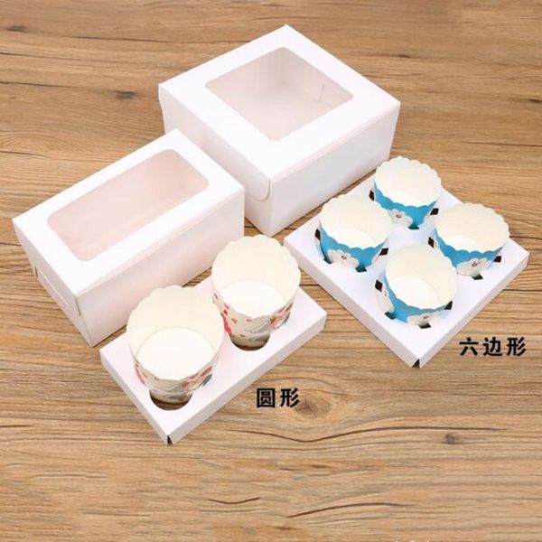 

gift wrap diy 5 pcs 32.5x25x9cm cupcake box with window white brown kraft paper boxes dessert mousse 12 cup cake holders