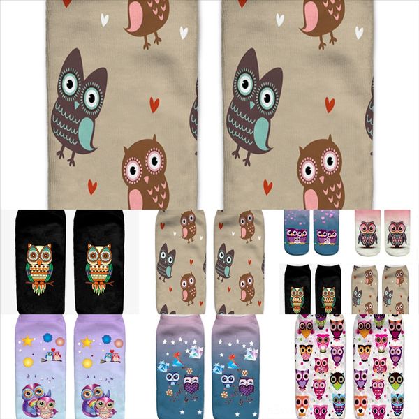 

pt2bp casual pocket sock cartoon cute socks creative personality art funny owl socks fashion soft antiskid cotton sweat animal print, Black