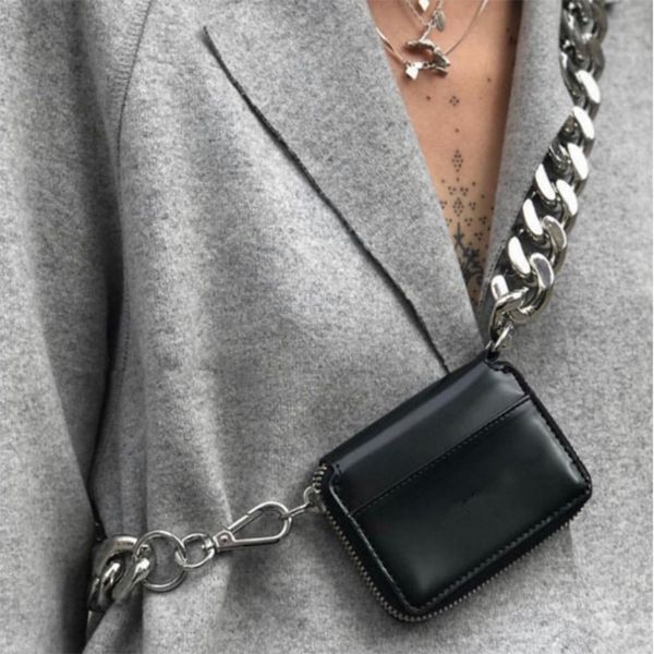 

bag women thick chain waist bag fashion messenger change chest bag super fire pu leather mini wallet women