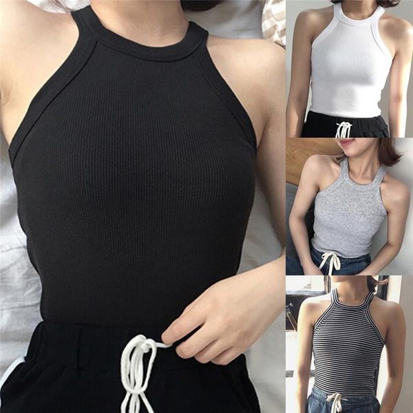 

1pc summer women stripe tank vest blouse sleeveless crop shirt, White
