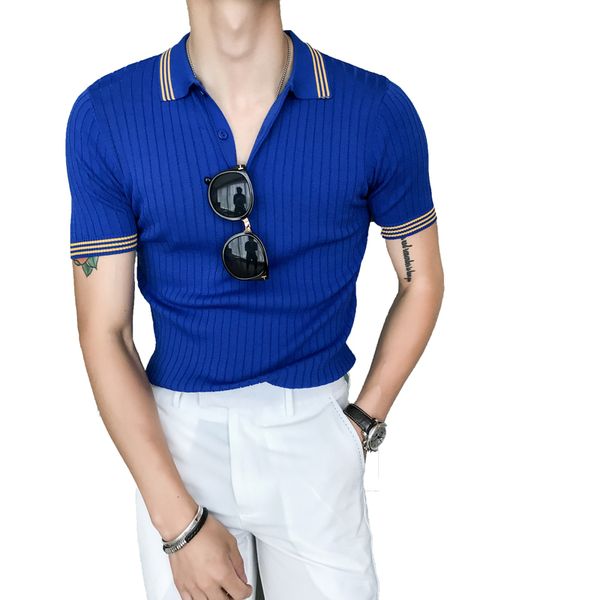 

2020 new fashion polo short sleeve shirt male knitting fine fit for homme 8js9, White;black