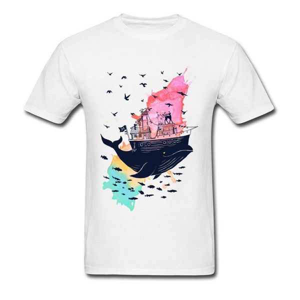 

fabulous whale boat house men tee shirt cartoon watercolor t-shirts custom short sleeve white clothes sport hooded sweatshirt hoodie