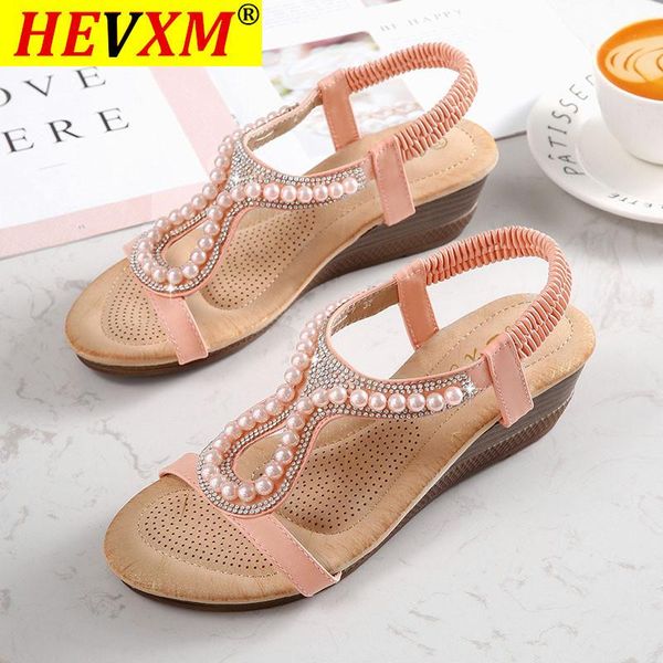 

size 36-42 large size sandals summer women wedge heel sandals diamond beads fashion women simple casual wild shoes for, Black