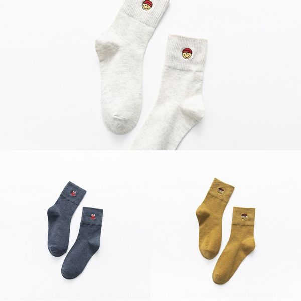 

children's middle tube autumn winter cotton pure embroidery cartoon 10 colors into medium cotton socks autumn and winter new socks 4nss, Black