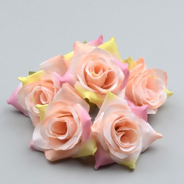

50pcs diy artificial pink rose silk flowers head for home wedding party decoration wreath gift box scrapbooking fake bbyzrh