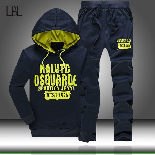 

tracksuits mens two pieces set fashion hooded sweatshirts sportswear men tracksuit hoodie autumn winter clothes hoodies+pants, Gray