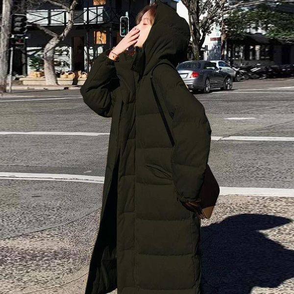 

women's down & parkas 2021 fashion long winter jackets women solid oversized hooded spliced coat thicken cotton padded warm casual z34, Black