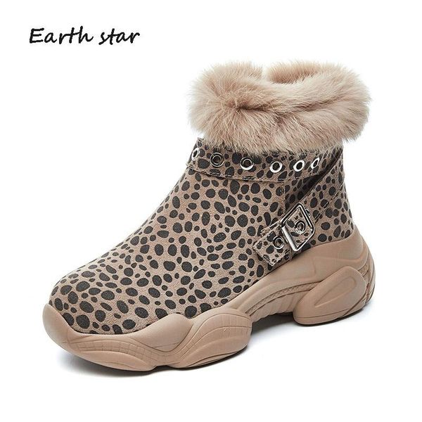 

botas mujer genuine leather casual shoes women leopard fashion brand warm snow boots lady chaussure winter new female footware, Black