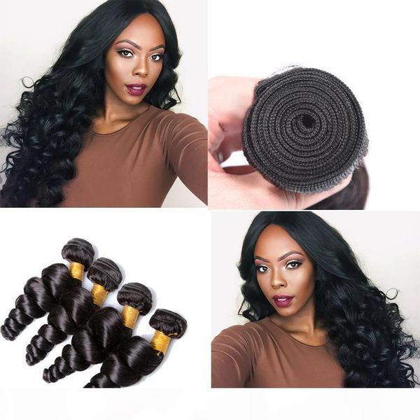 

100 unprocessed malaysian natural color double weft loose wave virgin remy human hair extensions for black women xiuyuanhair