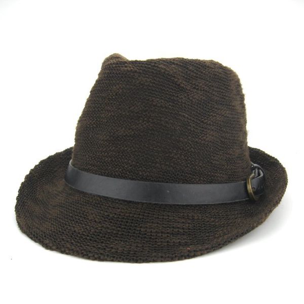

2021 new straw hats fedora soft vogue men women stingy brim caps 6 colors choose 10pcs/lot zds, Blue;gray